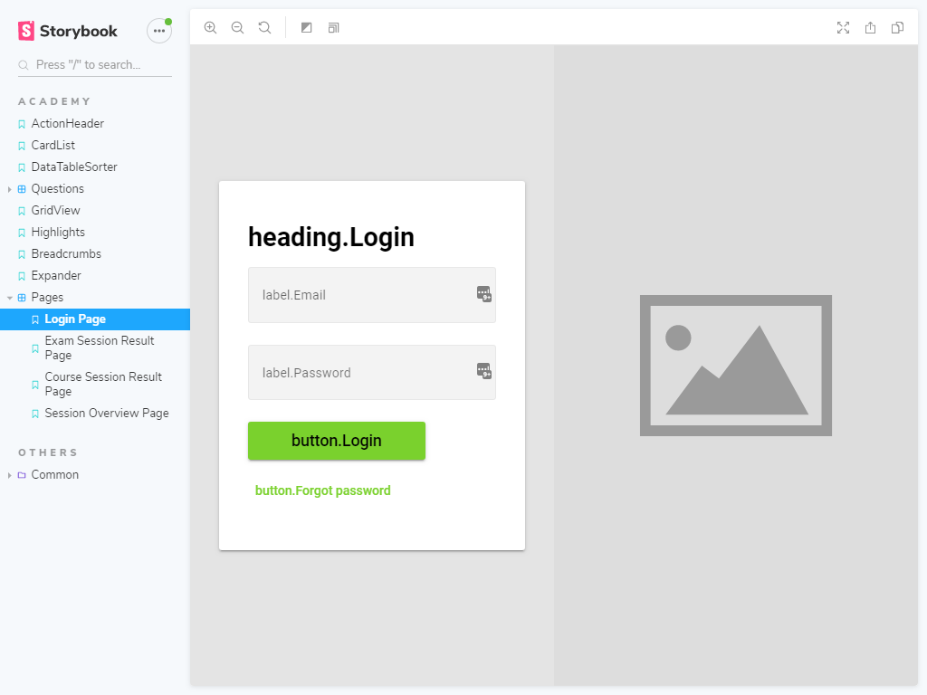 Login page component